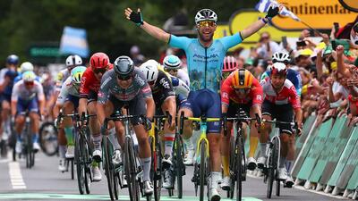 Mark Cavendish vince a Saint Vulbas e supera Eddy Merckx © Twitter Astana Qazaqstan Team