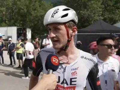 Mikkel Bjerg, intervistato da TV 2 Sport dopo l'arrivo della seconda tappa del Tour de Suisse 2025