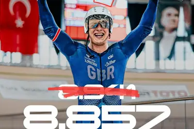 Matthew Richardson fstabilisce il nuovo record sui 200 metri lanciati ©Great Britain Cycling Team via IG