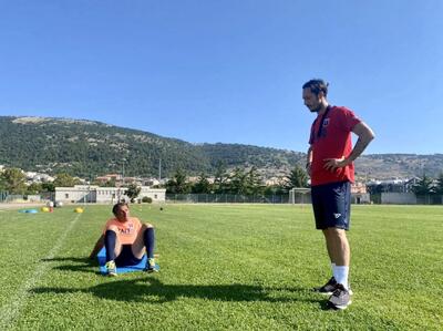 Andrea Saraniti con Peppe Laterza (Foto TarantoFc)