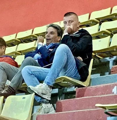 Eziolino Capuano allo Zaccheria con il suo secondo, Marino (foto Facebook)