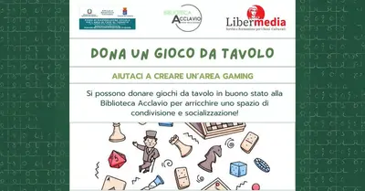Biblioteca Acclavio: partecipa al progetto "Dona un gioco da tavolo"
