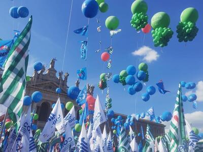 Un’istantanea della manifestazione di Roma