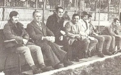 La panchina del Taranto in Brindisi-Taranto 0-0 del 26 gennaio 1975.