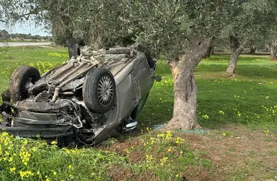 Auto contro ulivo: 24enne in codice rosso nel Tarantino