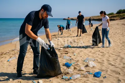 Raccolta plastica sulle spiagge (foto Todaro/AntennaSud)