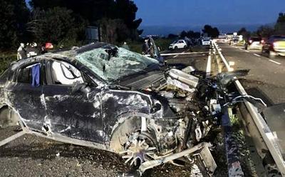L’auto di Cossu dopo l’incidente