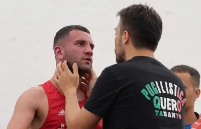 Il 71 kg Gioioso con il coach Cataldo Quero