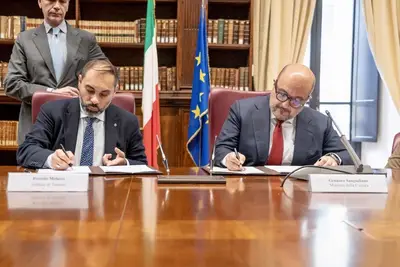 Il sindaco Rinaldo Melucci con il ministro Sangiuliano