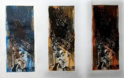 Liliana Santandrea Women with a big hat. Trittico di incisioni 2023