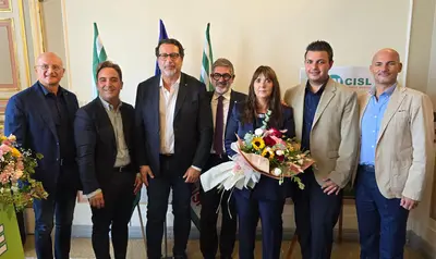 Da sinistra Gianfranco Solazzo, Antonio La Fortuna, Antonio Castellucci, Onofrio Rota, Francesca Negro, Alessandro Gesuè, Giovanni Del Sole