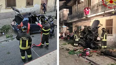Il luogo del drammatico incidente con l'intervento dei Vigili del fuoco