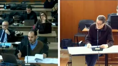A sinistra: il pm Rho; a destra: l'imputato Sculco