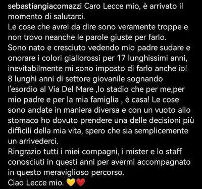 Il post di Sebastian Giacomazzi su Instagram
