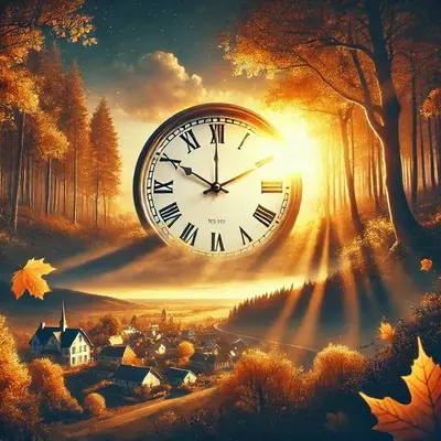 orologio immerso nel foliage di ottobre