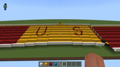 Uno screen della Tribuna Est costruita su Minecraft