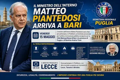 Piantedosi in Puglia 15 maggio