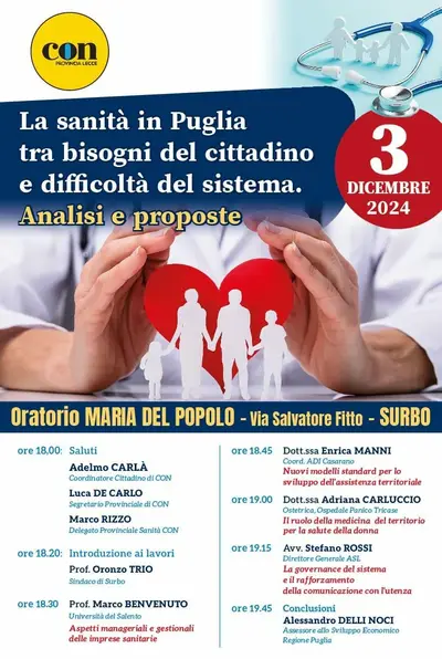L'incontro che si terrà a Surbo martedì 3 dicembre