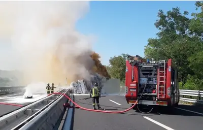 L'incidente con l'incendio in autostrada