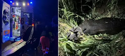 Due immagini dell'incidente sulla Provinciale