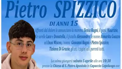 Pietro Spizzico morto a soli 15 anni