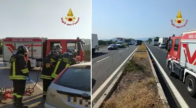 Due immagini degli incidenti di oggi pomeriggio nel Casertano
