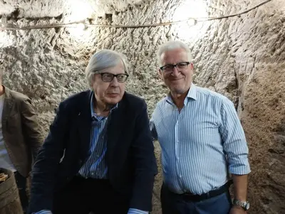 Vittorio Sgarbi e il presidente Cantile